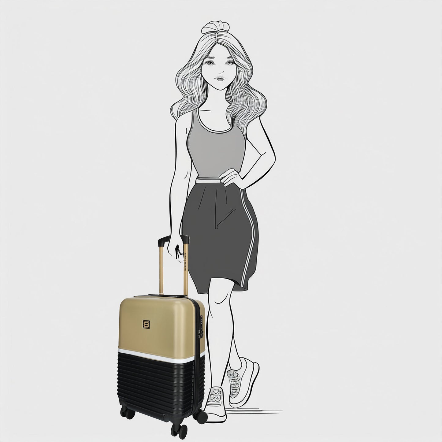 Enrico Benetti - Princetown Handbagage (Zwart-Camel) | 55x35x20cm