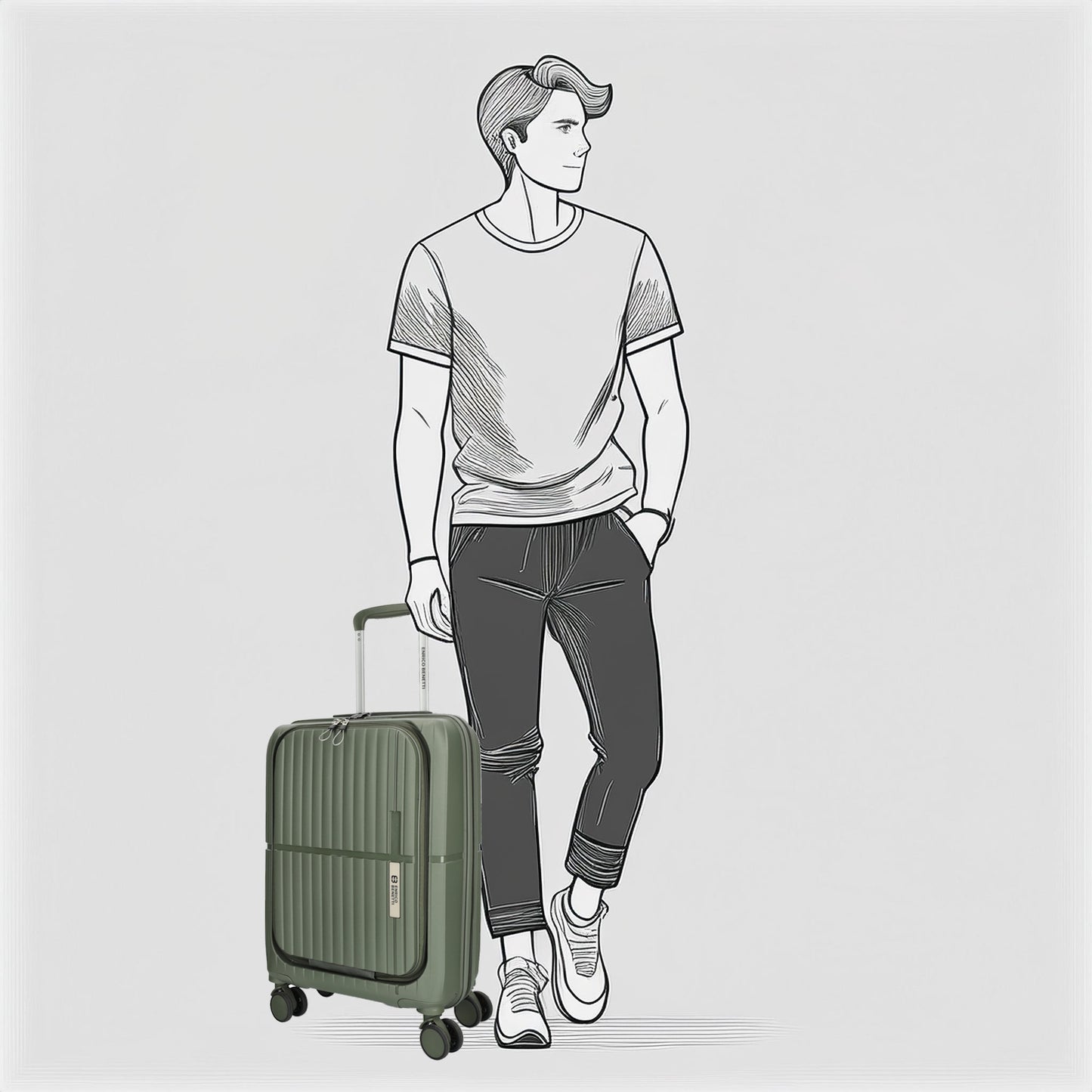 Enrico Benetti - Tokyo Handbagage (Olijf Groen) | 55x35x20cm