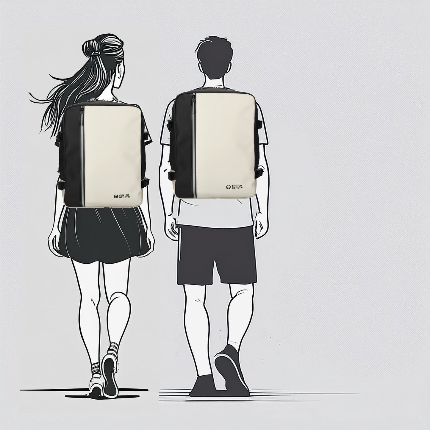 Enrico Benetti - Bergen Underseater Rugzak (Zwart-Beige) | 40x30x20cm (17 inch)