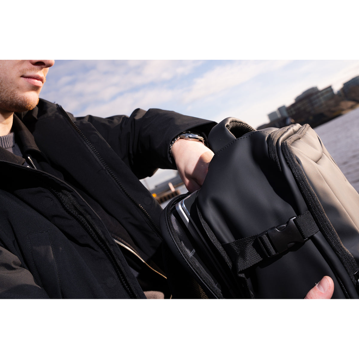 Norländer - Dull PU Underseater Rugzak (Zwart) | 40x30x20cm (15,6 inch)
