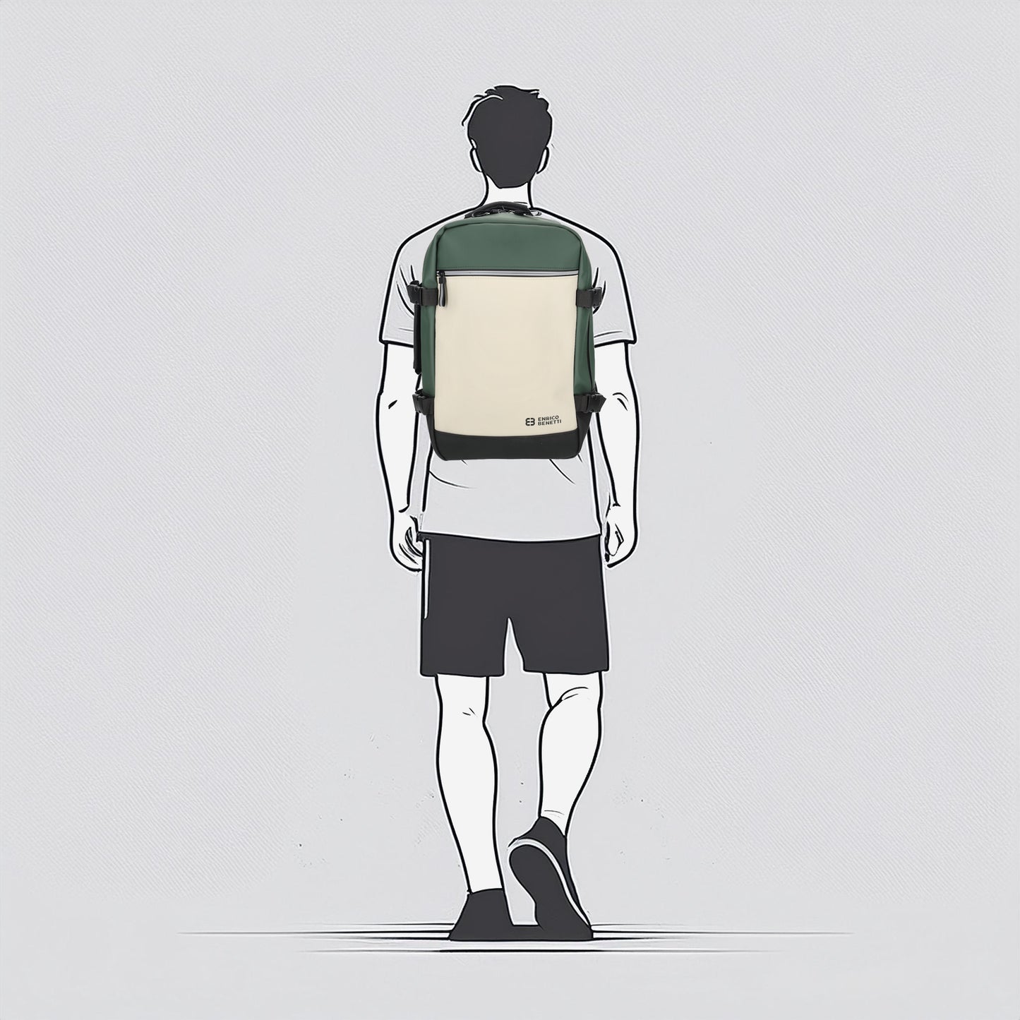 Enrico Benetti - Bergen Underseater Rugzak (Beige-Groen) | 40x25x20cm (15 inch)