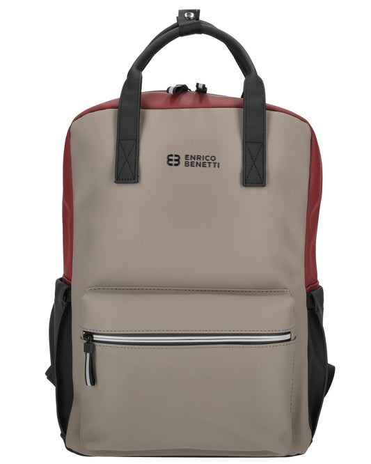 Enrico Benetti - Bergen Rugzak Taupe-Burgundy (17 Inch)