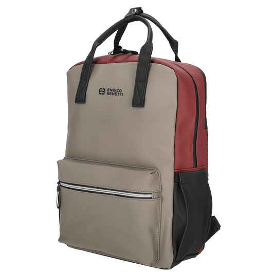 Enrico Benetti - Bergen Rugzak Taupe-Burgundy (17 Inch)