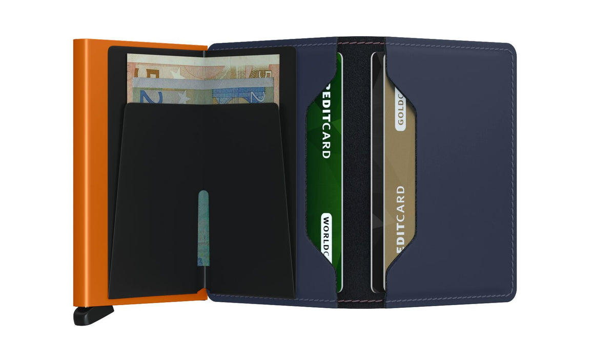 Secrid - Slimwallet Matte (Donker blauw & Oranje)